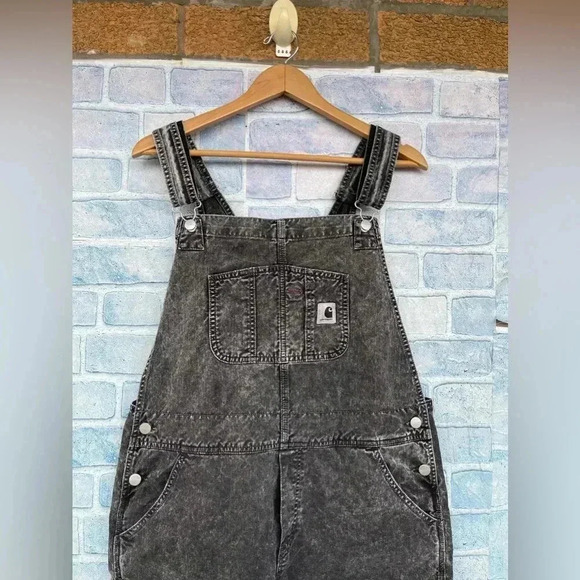 Carhartt Work In Progress acid Black Bib Double Knee Overalls large - Picture 6 of 16